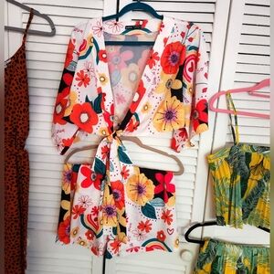 Flowery Shorts Set